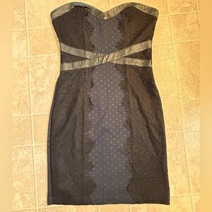 Guess Los Angeles strapless dress, featuring lace and faux leather accents. Sz 2
